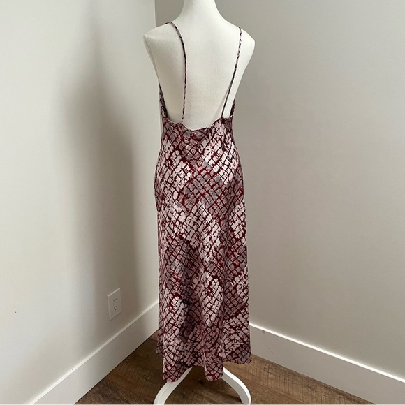Vintage Y2K Natori Satin Maxi Slip Dress Red and Silver Size Small - Picture 4 of 8